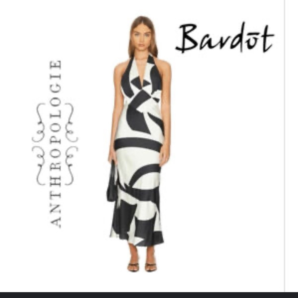 Bardot Monochrome Halter Midi Dress
